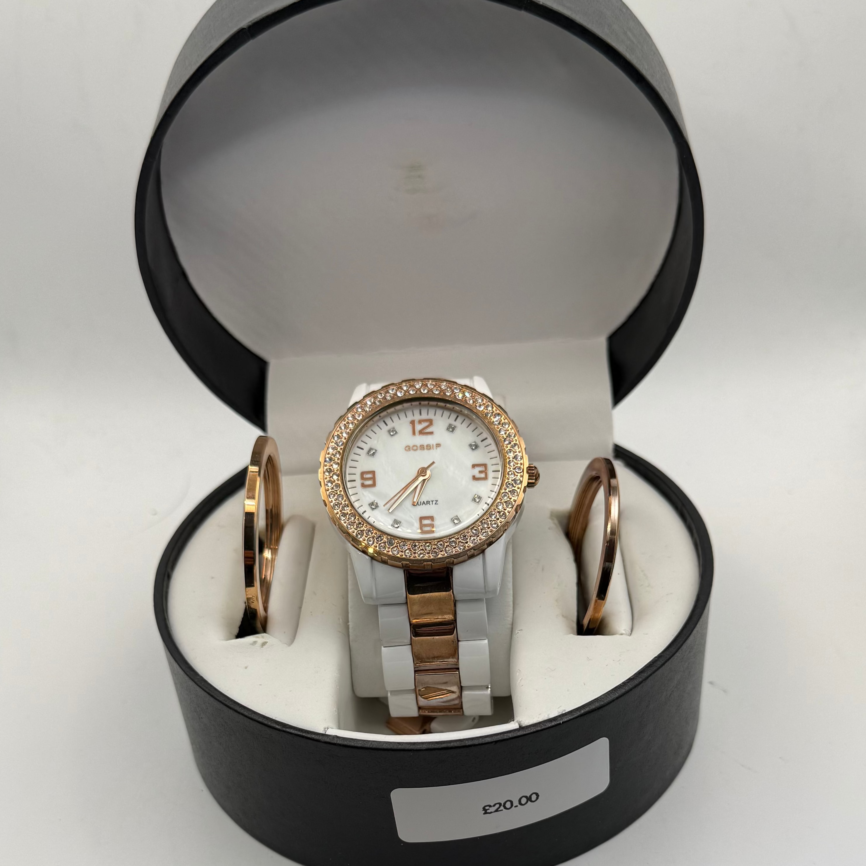 Gossip Ladies White & Rose Gold Crystal Set Watch (Fully Tested and Working)- £20.00