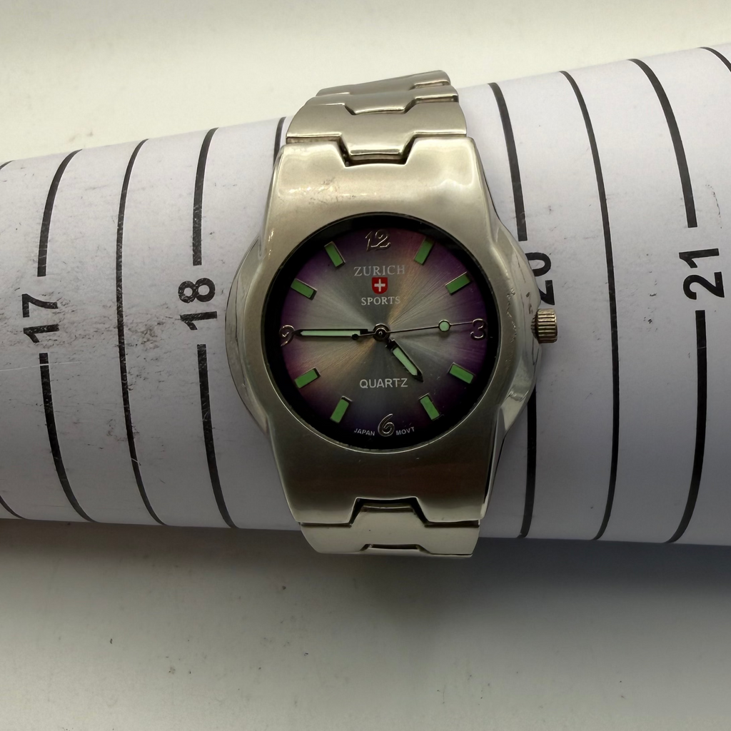 Zurich Sports Quartz Watch – Stainless Steel – Purple Dial – Boxed- £29.95