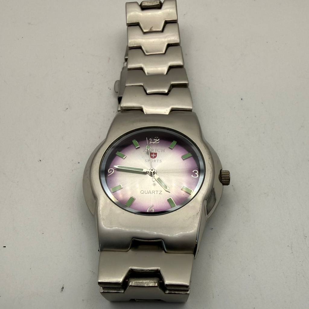 Zurich Sports Quartz Watch – Stainless Steel – Purple Dial – Boxed- £29.95