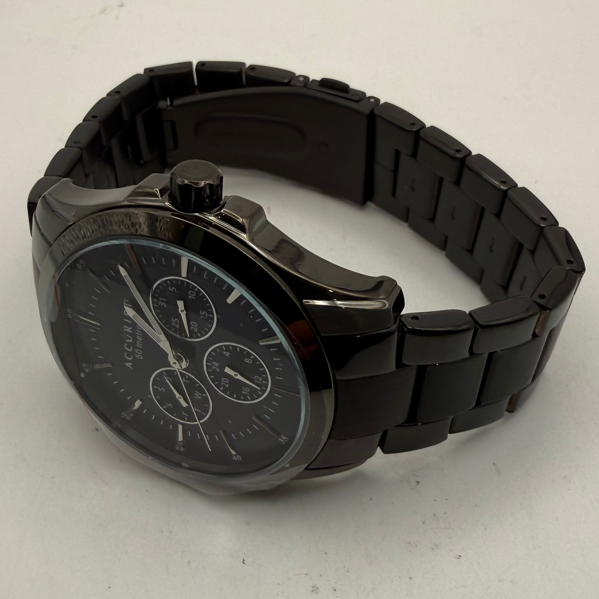 Accurist Multifunction Black Ion-Plated Watch (Fully Tested and Working)- £75.00