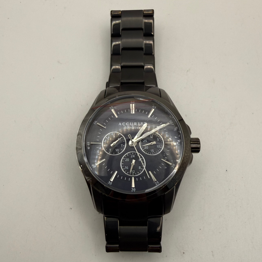 Accurist Multifunction Black Ion-Plated Watch (Fully Tested and Working)- £75.00