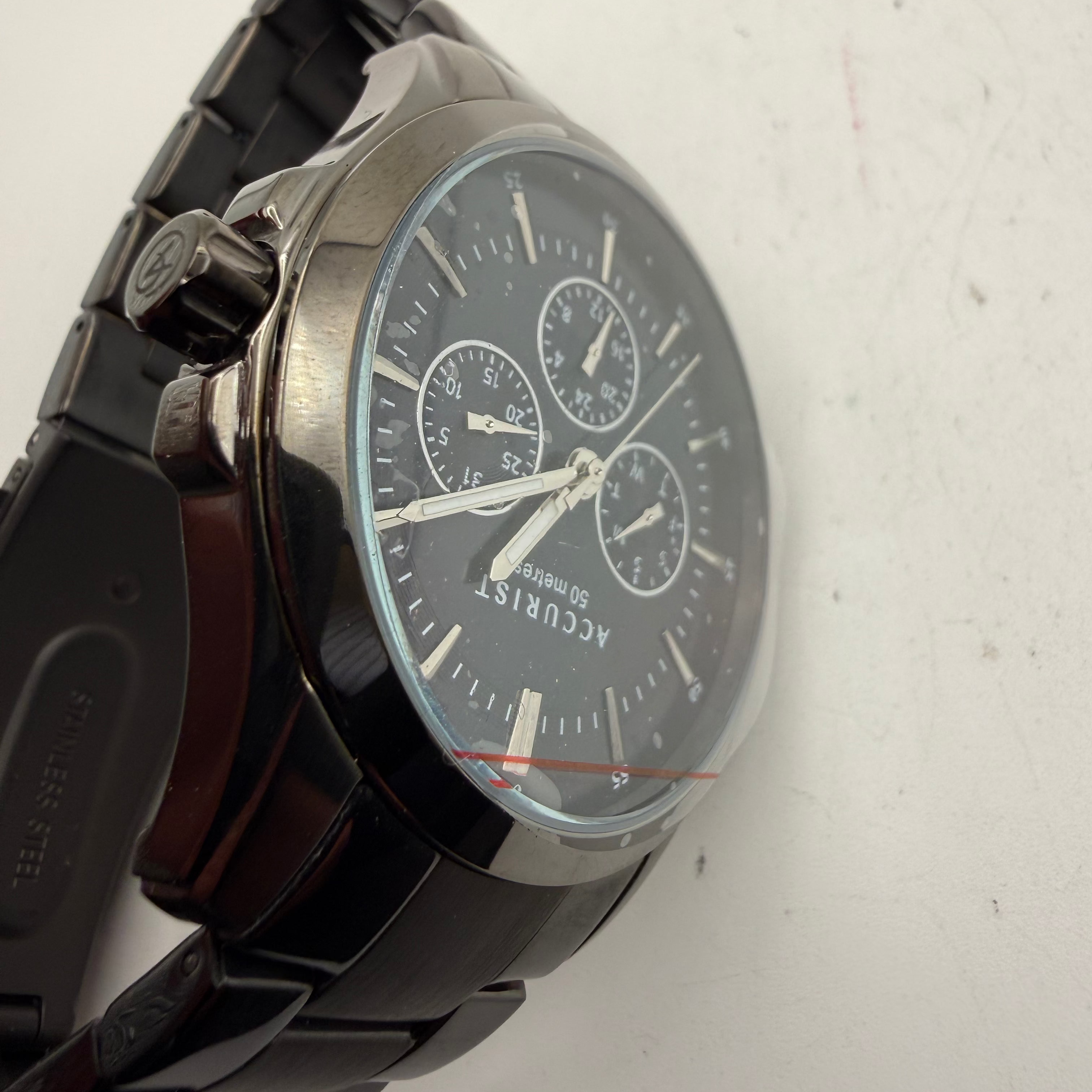Accurist Multifunction Black Ion-Plated Watch (Fully Tested and Working)- £75.00