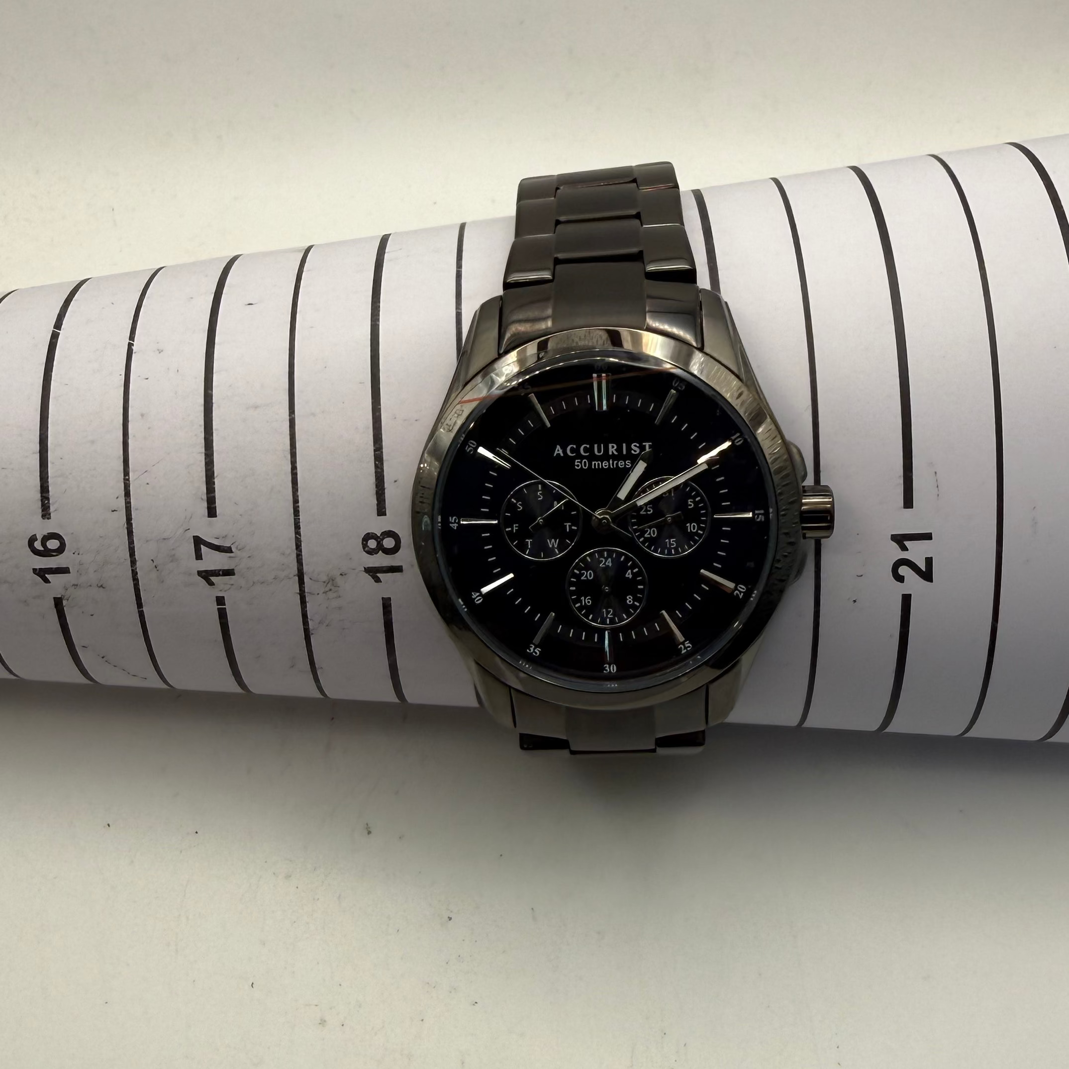 Accurist Multifunction Black Ion-Plated Watch (Fully Tested and Working)- £75.00