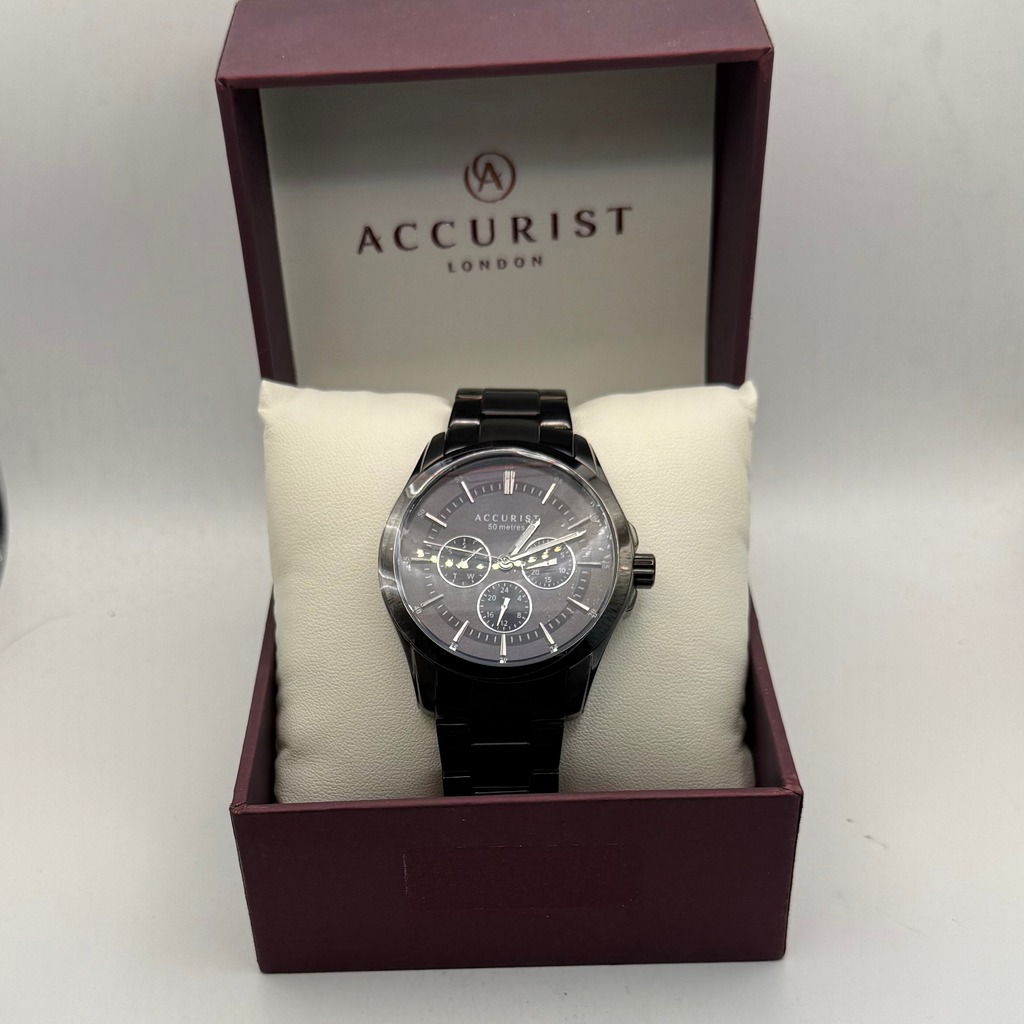 Accurist Multifunction Black Ion-Plated Watch (Fully Tested and Working)- £75.00