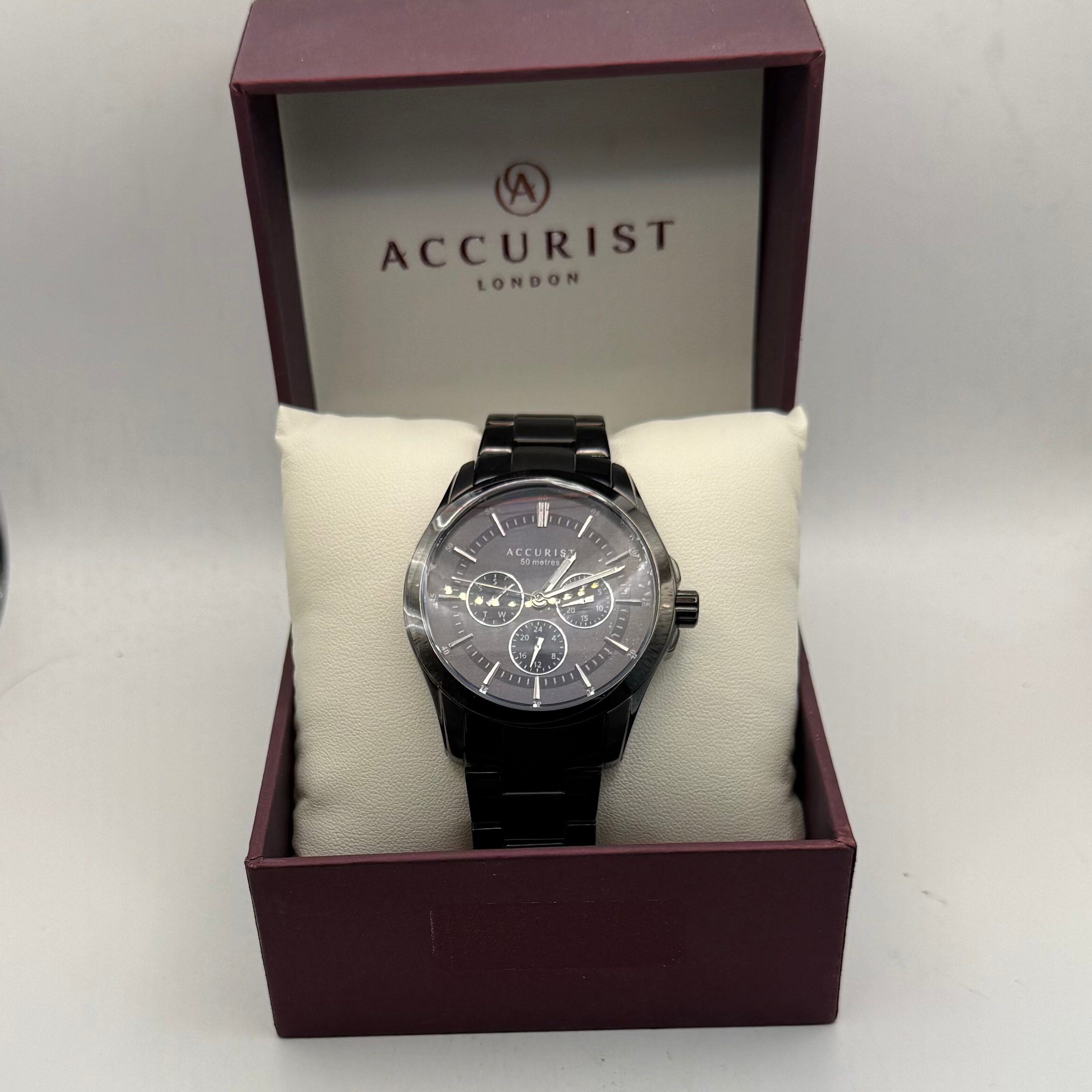 Accurist Multifunction Black Ion-Plated Watch (Fully Tested and Working)- £75.00