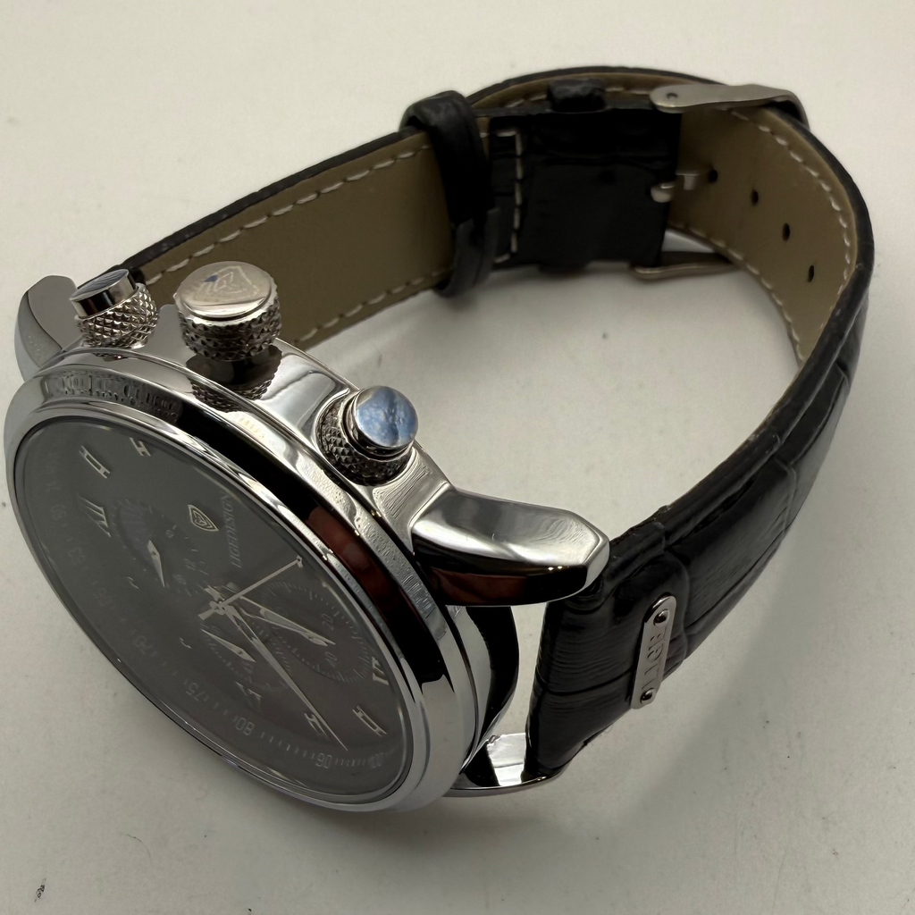 LIGE Design Multifunction Men's Watch Black Dial Leather Strap 49mm- £30.00
