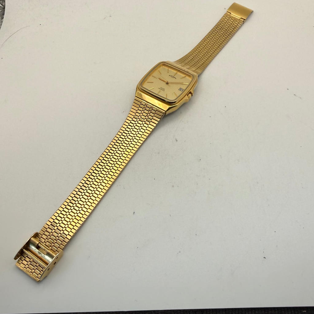 Rotary Satin Quartz Gold Tone Vintage Dress Watch Date Full Set- £50.00