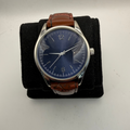 Men's Blue Dial Quartz Watch Brown Leather Strap 43mm (Fully Tested and Working)- £10.00