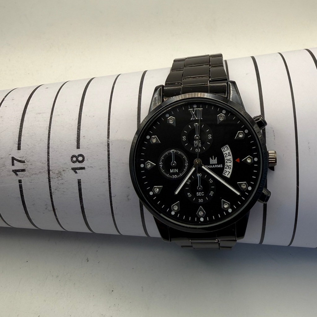 Shaarms Black Chronograph Men's Watch (Fully Tested and Working)- £20.00