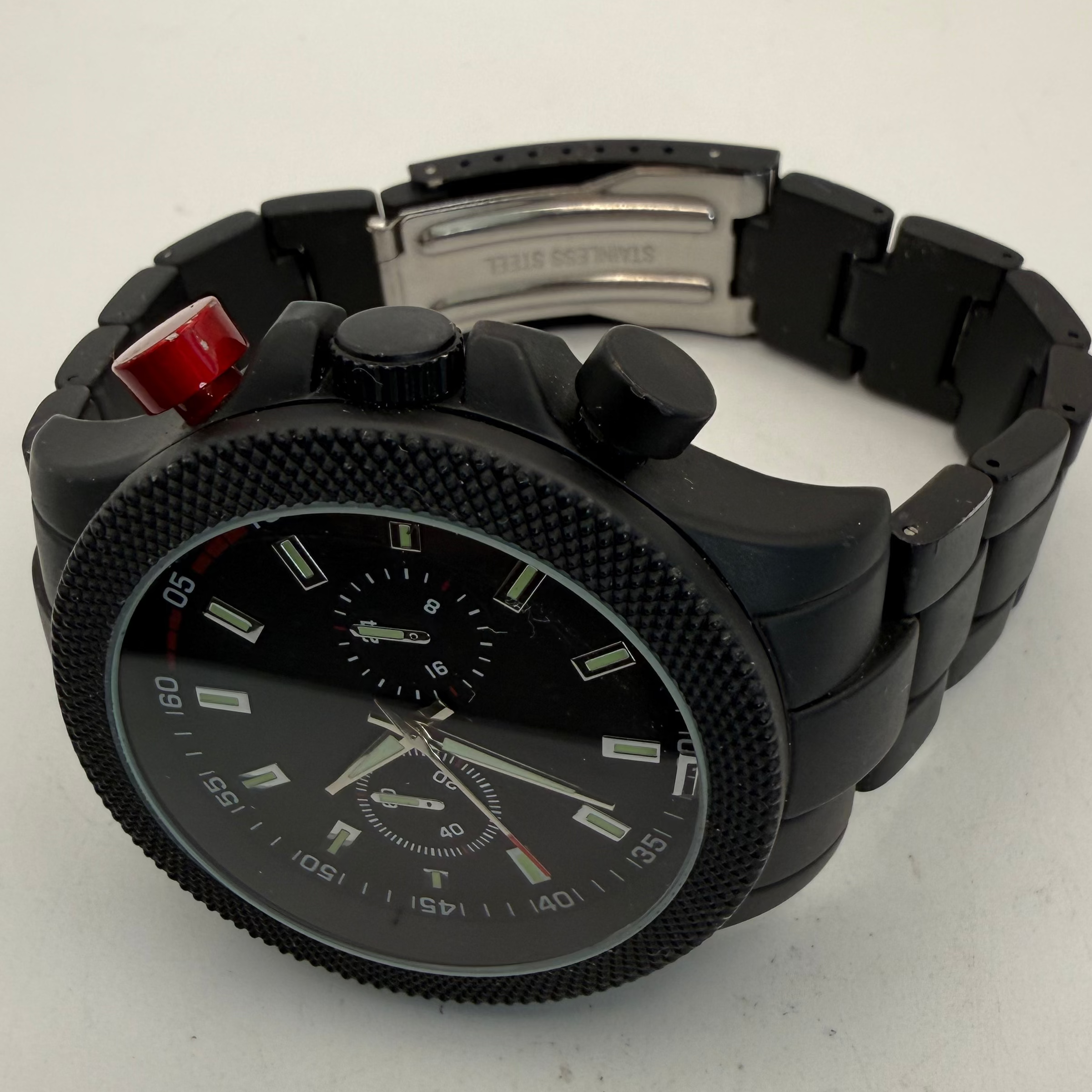 Avon Black Stainless Steel Chronograph Style Watch-20.00