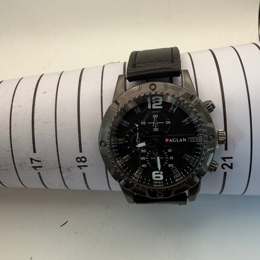 Raglan Oversized Black Dial Fashion Watch New in Box- £