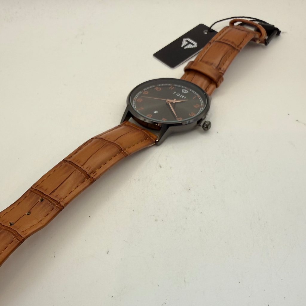 TOMI Black Dial Brown Strap Watch – New With Tags & Box- £19.99