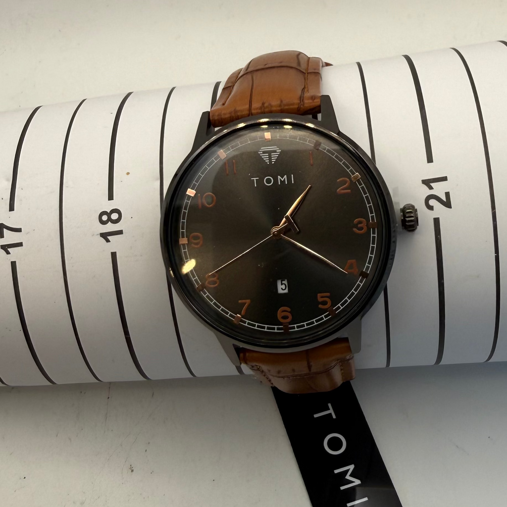 TOMI Black Dial Brown Strap Watch – New With Tags & Box- £19.99