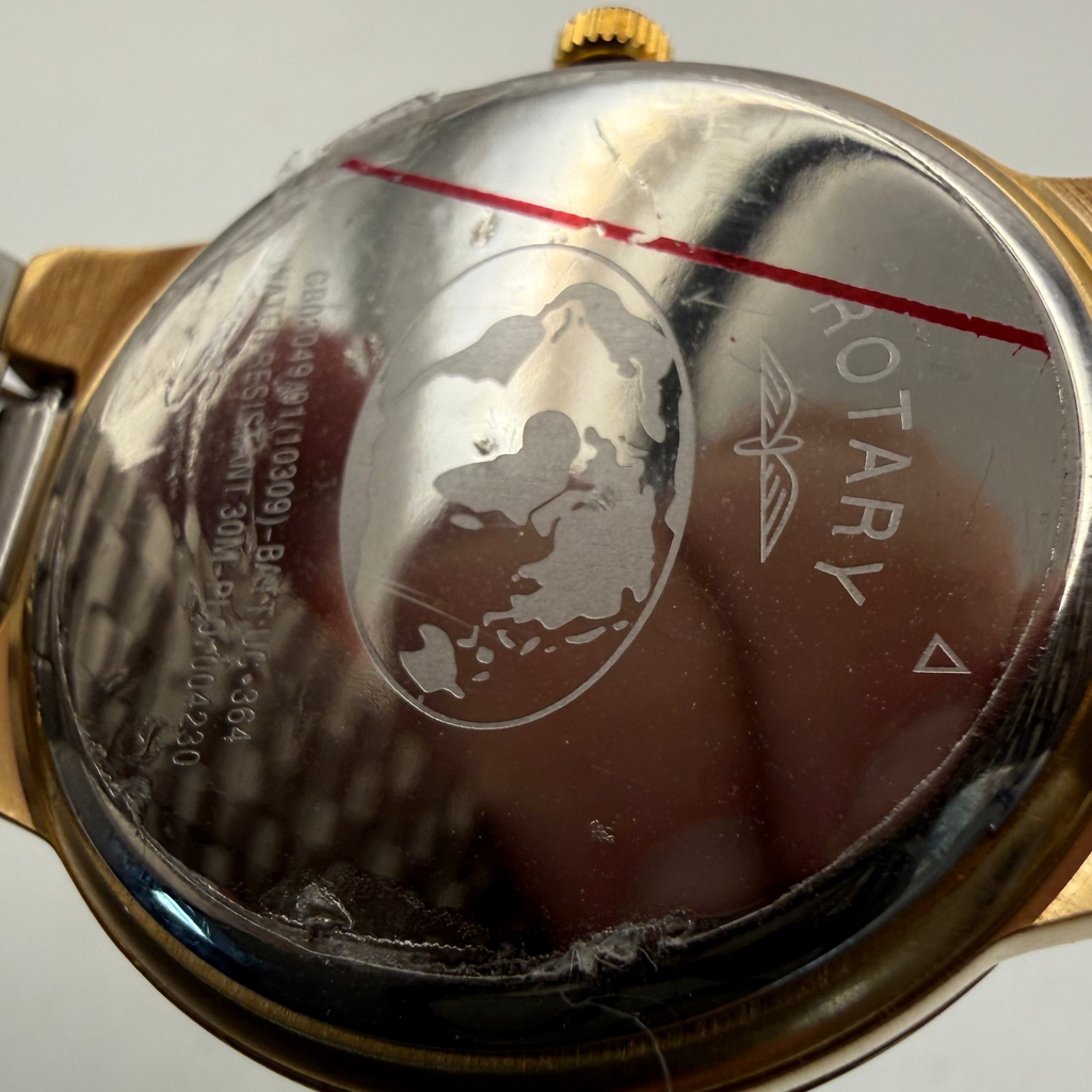 Rotary Gold Tone Date Watch White Roman Dial Quartz (Fully Tested and Working)- £50.00