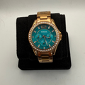 Fossil ES385 2513 Ladies Rose Gold Crystal Bezel Turquoise Dial Watch (Fully Tested and Working)- £40.00