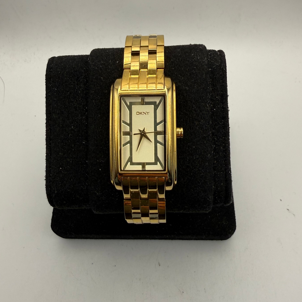DKNY Ladies Gold Tone Rectangular Quartz Watch (Fully Tested and Working- £30.00