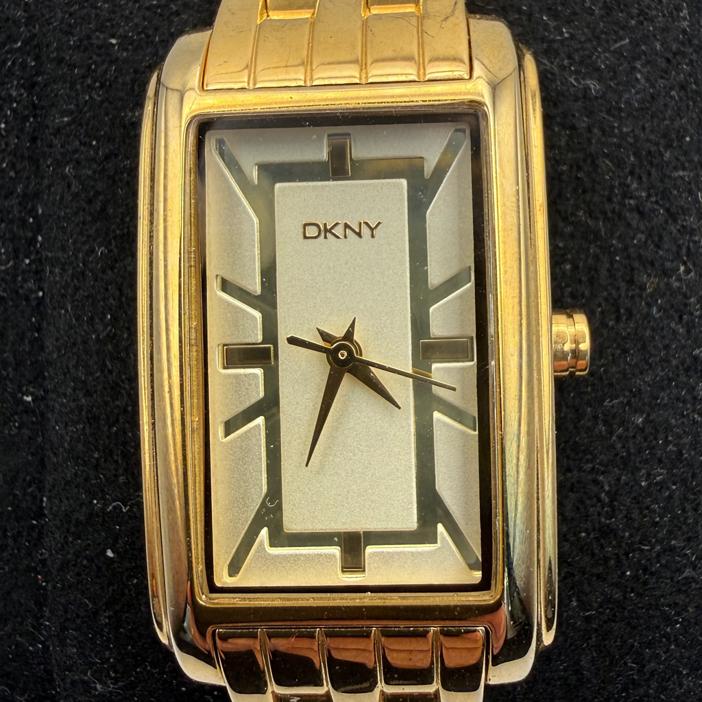 DKNY Ladies Gold Tone Rectangular Quartz Watch (Fully Tested and Working- £30.00