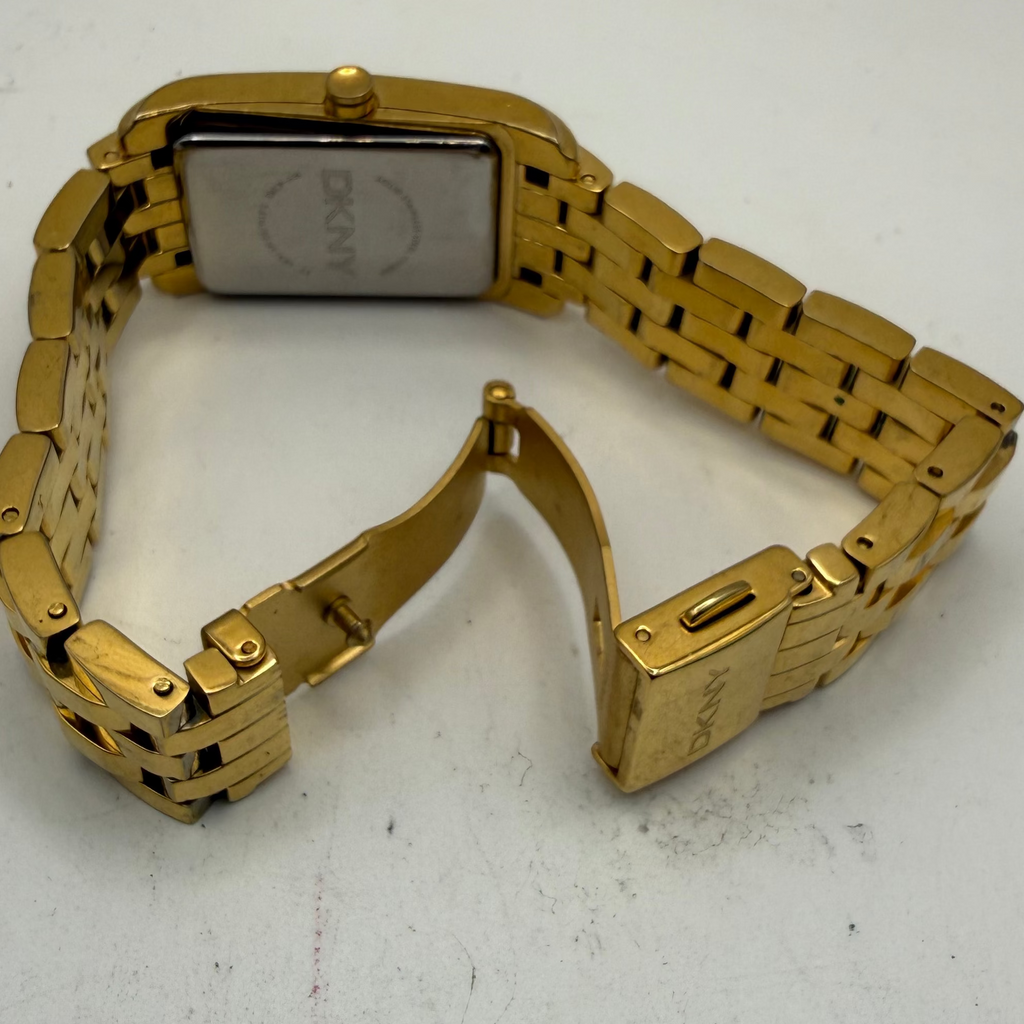 DKNY Ladies Gold Tone Rectangular Quartz Watch (Fully Tested and Working- £30.00