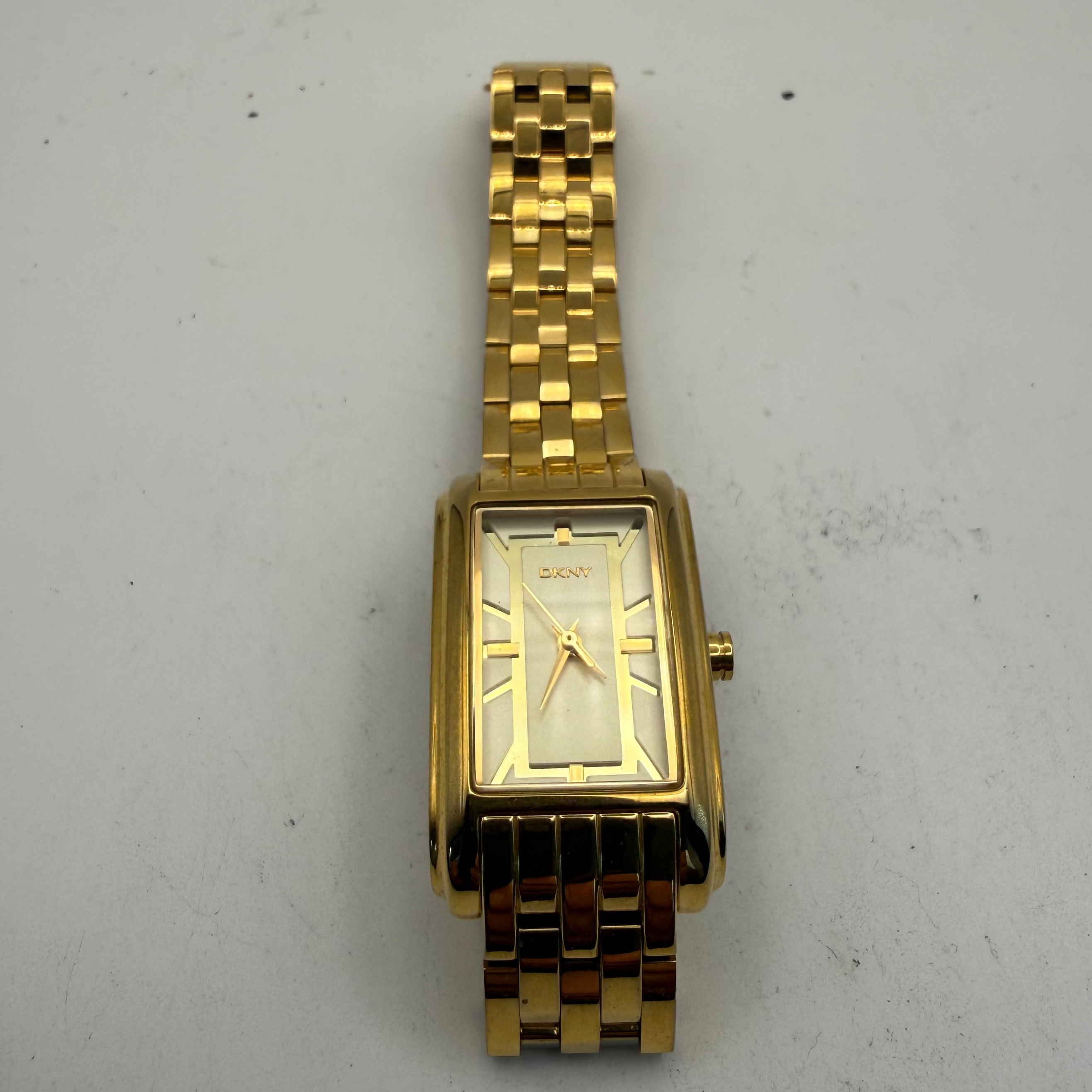 DKNY Ladies Gold Tone Rectangular Quartz Watch (Fully Tested and Working- £30.00