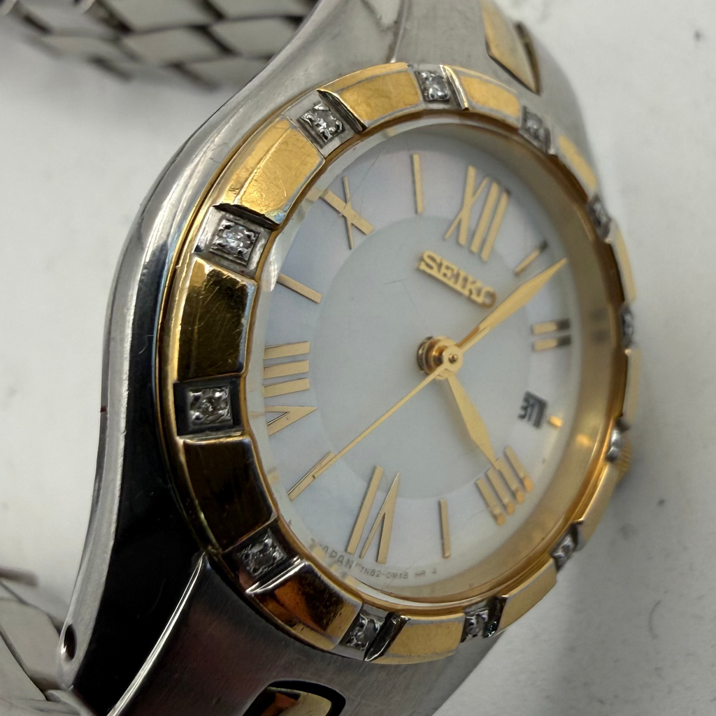 Seiko Ladies Two-Tone Quartz Watch – White Dial – New Battery Fitted- £35.00