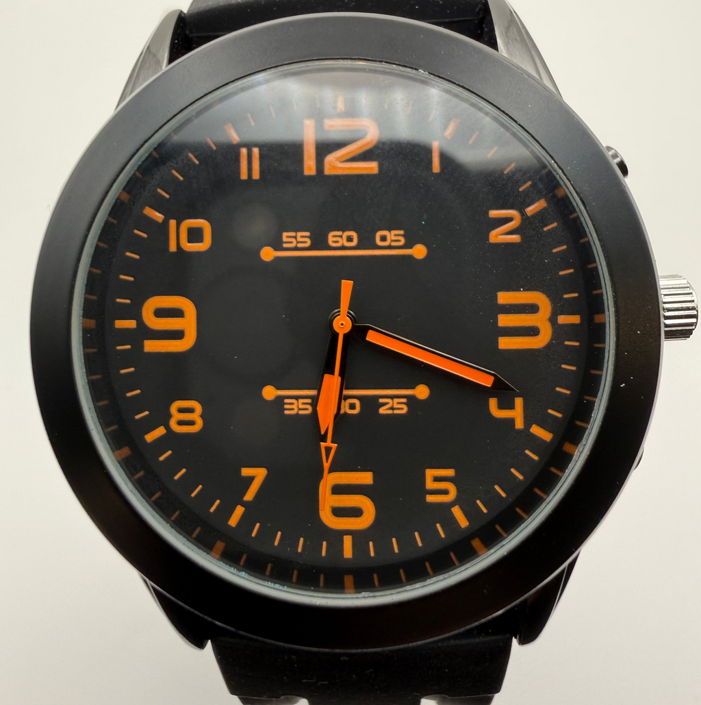 Men's Black & Orange Sports Style Watch- £15.00