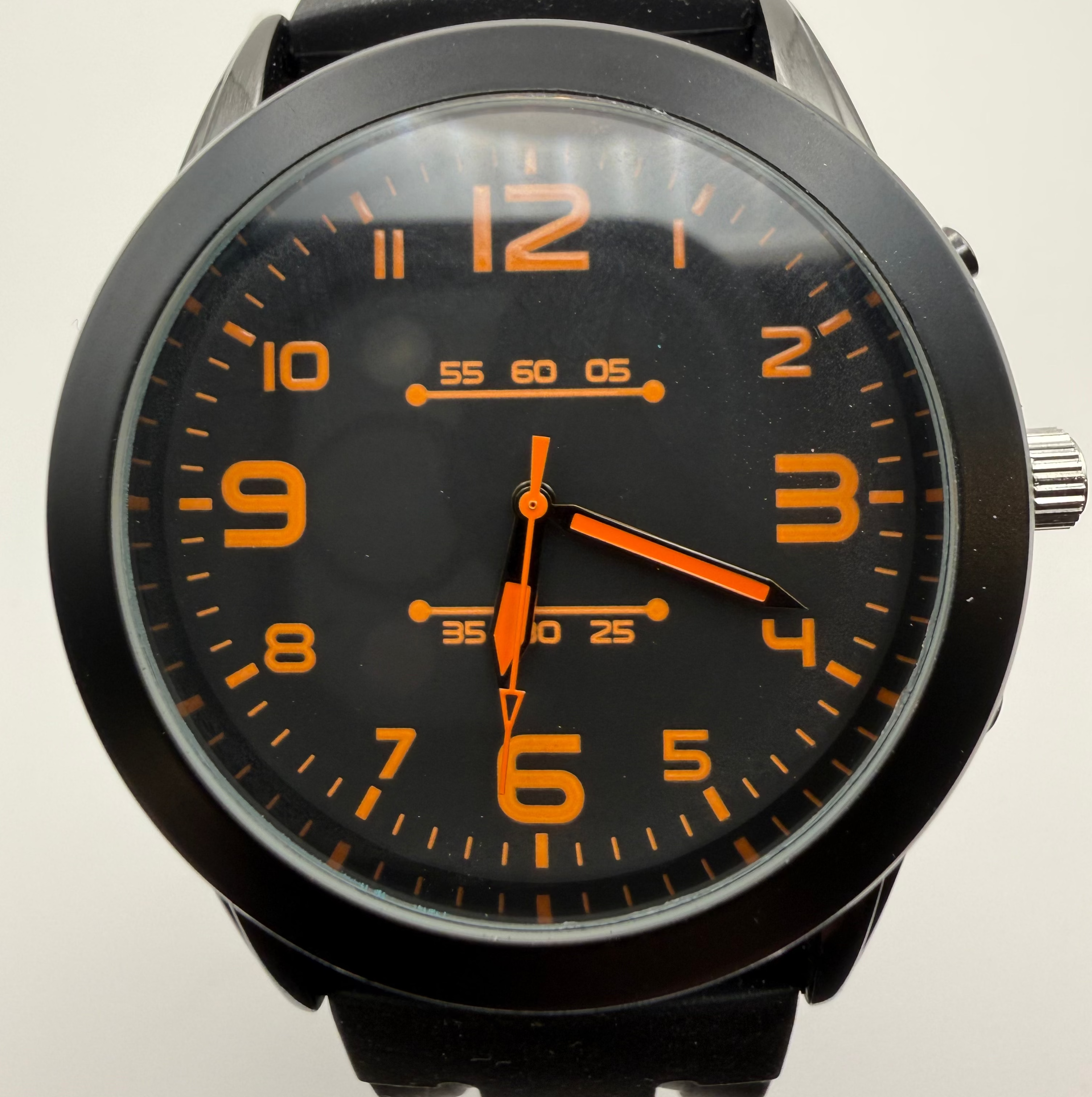No Brand-Black &amp; Orange Oversized Sports Watch- £12.99
