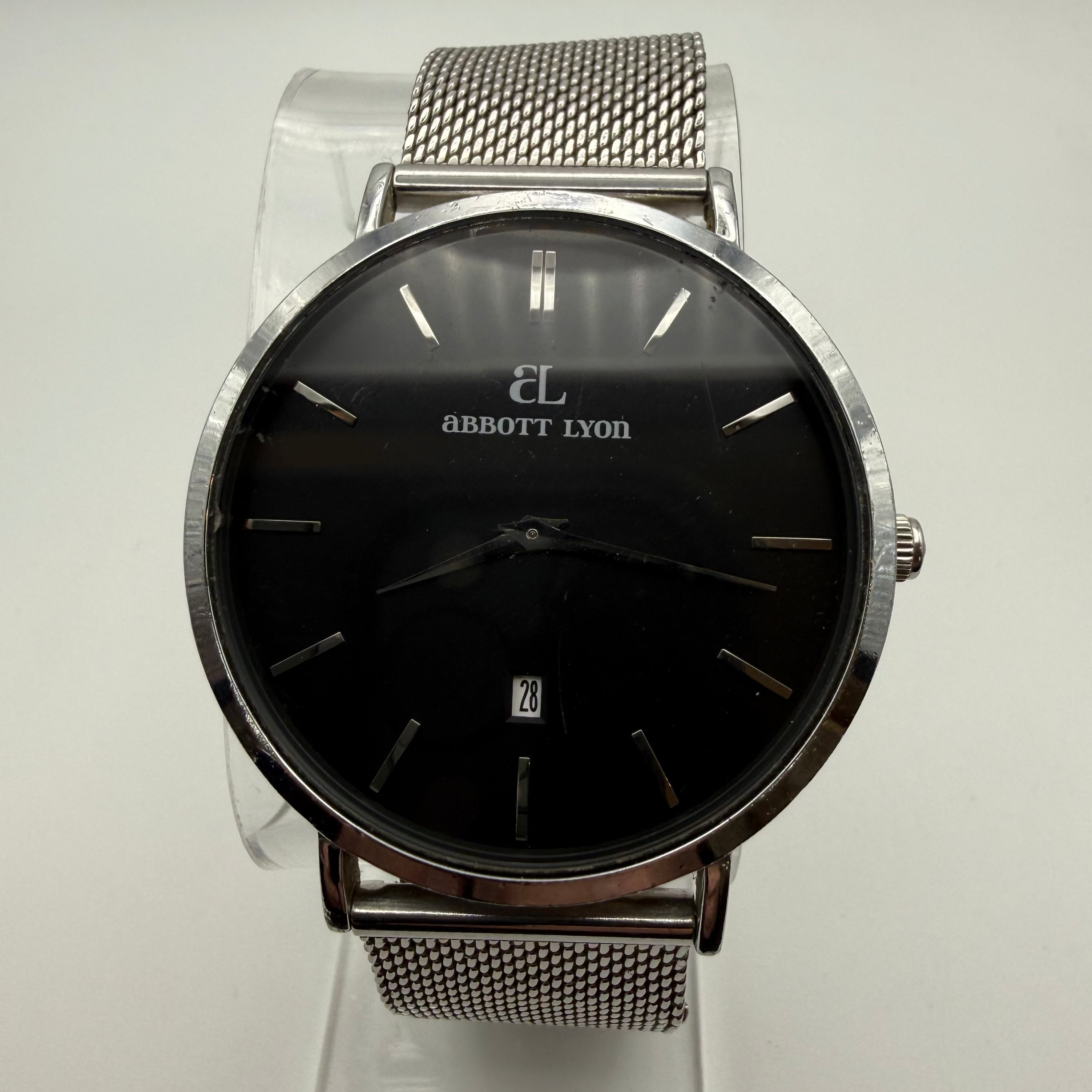 Abbott Lyon Black Dial Mesh Strap Watch- £49.99