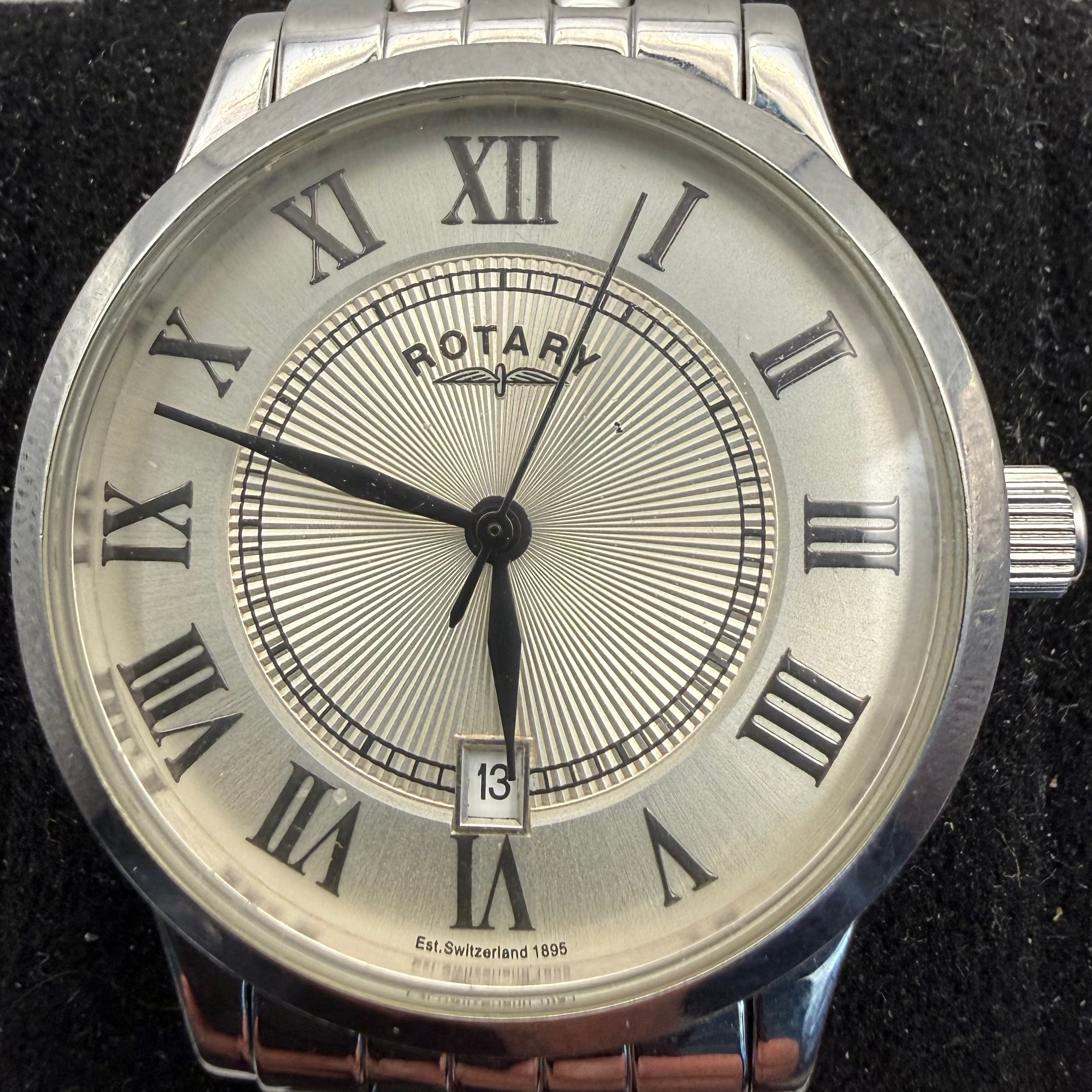 Rotary GB03880/21 Gentleman's Quartz Watch – Box, Instructions & Spare Links – New Battery Fitted- £70.00