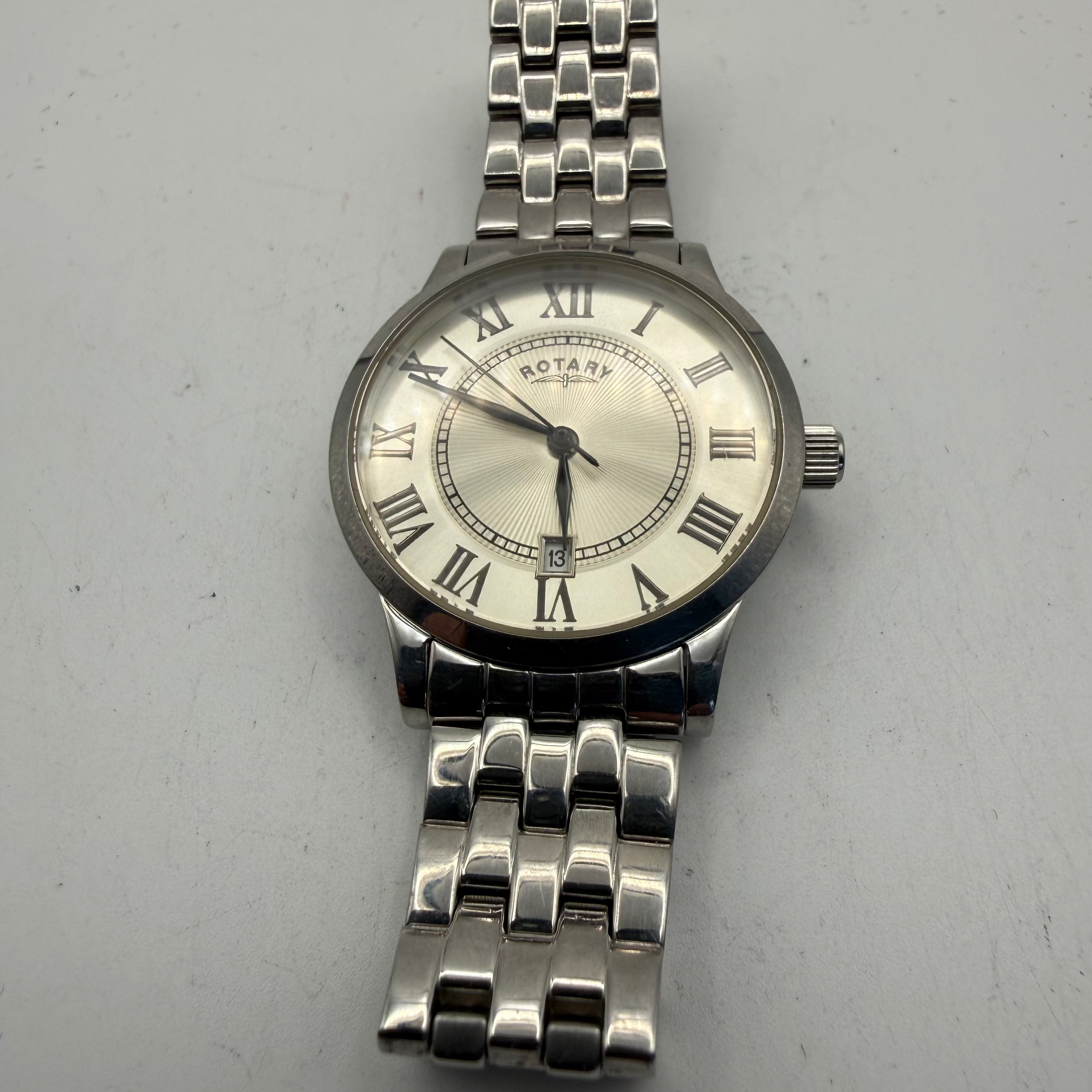 Rotary GB03880/21 Gentleman's Quartz Watch – Box, Instructions & Spare Links – New Battery Fitted- £70.00