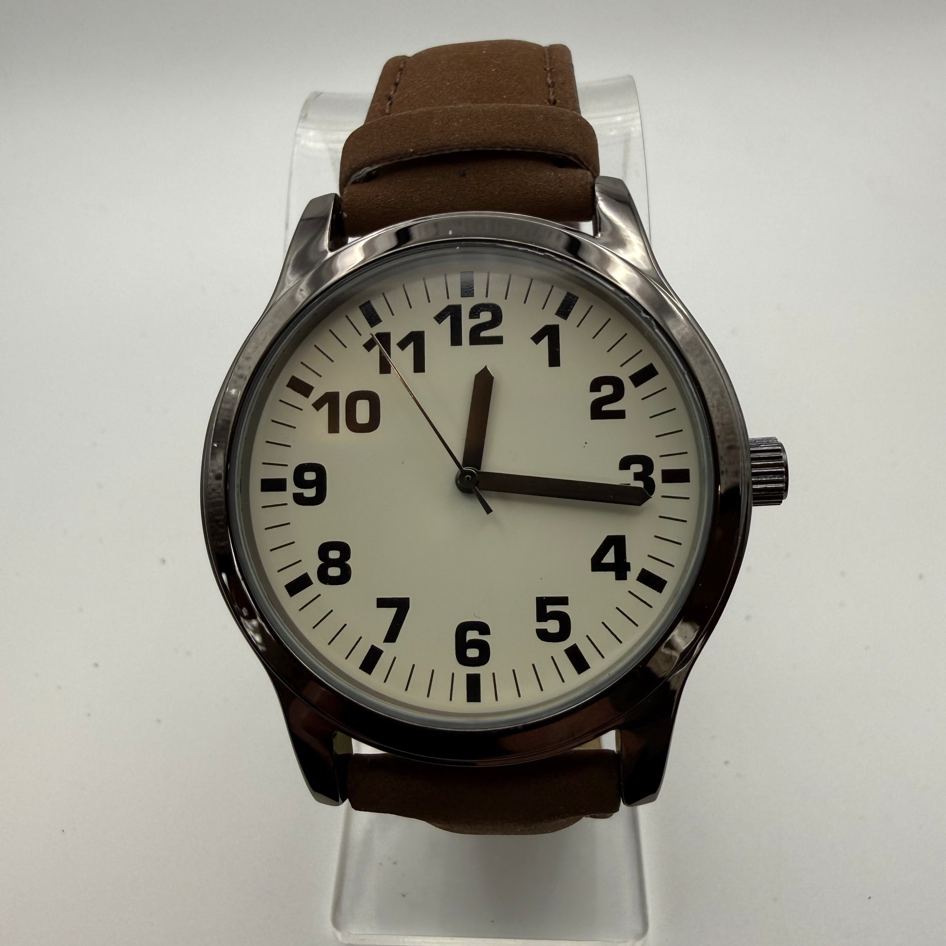 No Brand-Classic Minimalist Brown Leather Watch- £9.99