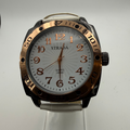 Strada Quartz Watch – Black &amp; Rose Gold with White Strap- £14.95