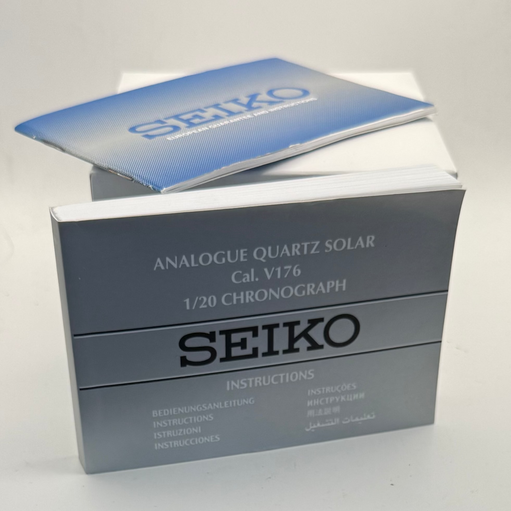 Seiko Solar Chronograph 100M Blue Dial Men's Watch – Box, Instructions & Spare Links- £200.00
