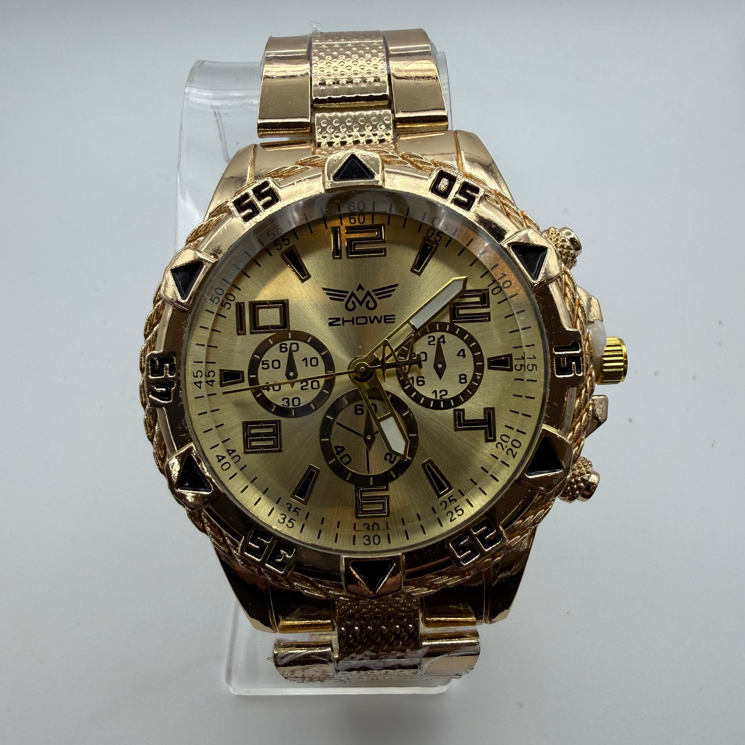 ZHOWA Gold Chronograph Style Watch – Gold Dial- £12.99