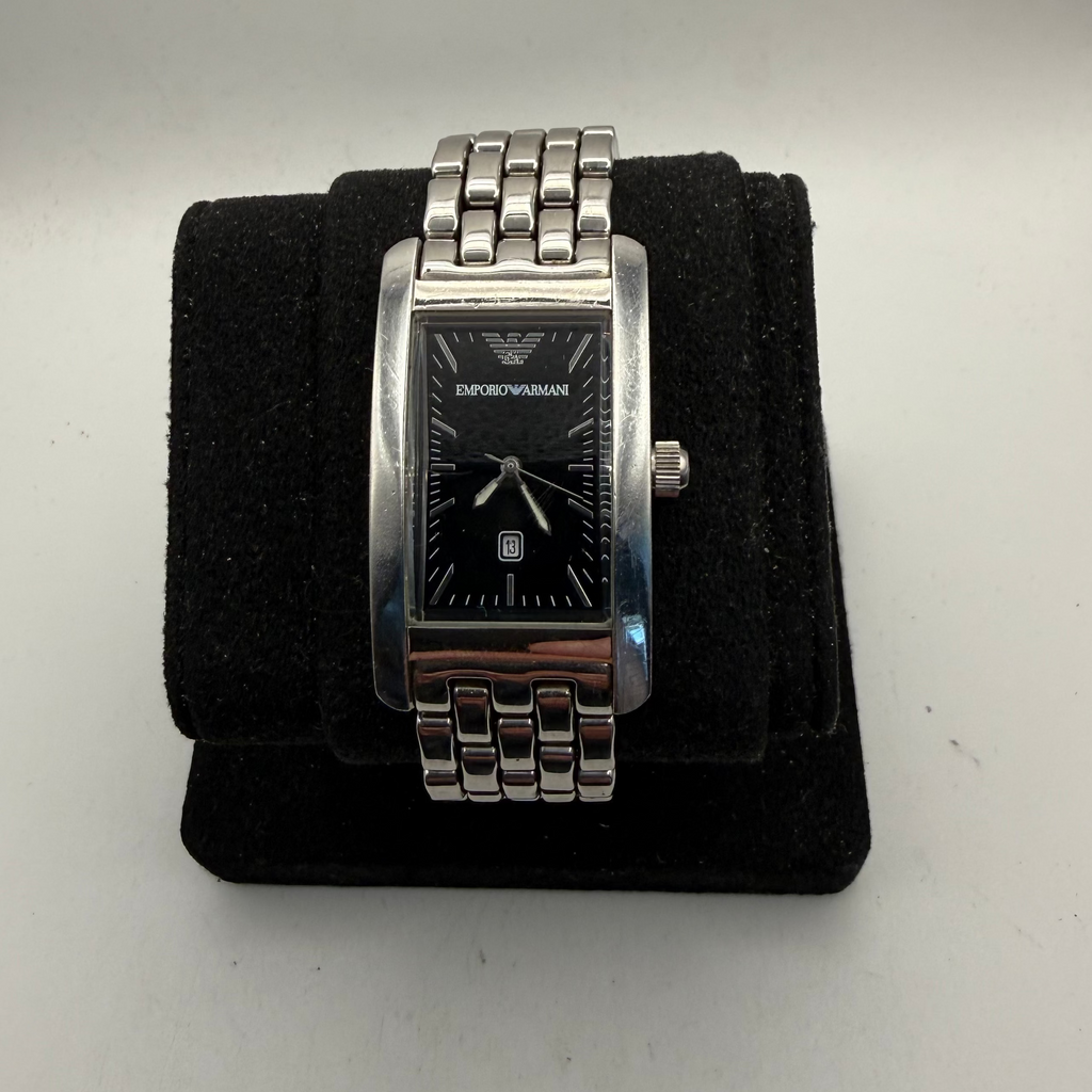 Emporio Armani Rectangular Black Dial Stainless Steel Date Watch 29mm (Fully Tested and Working- £35.00