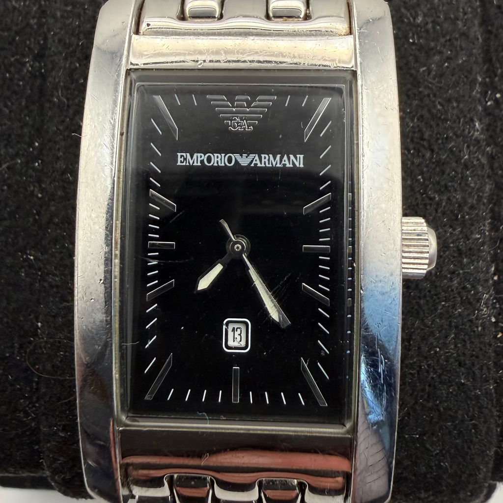 Emporio Armani Rectangular Black Dial Stainless Steel Date Watch 29mm (Fully Tested and Working- £35.00