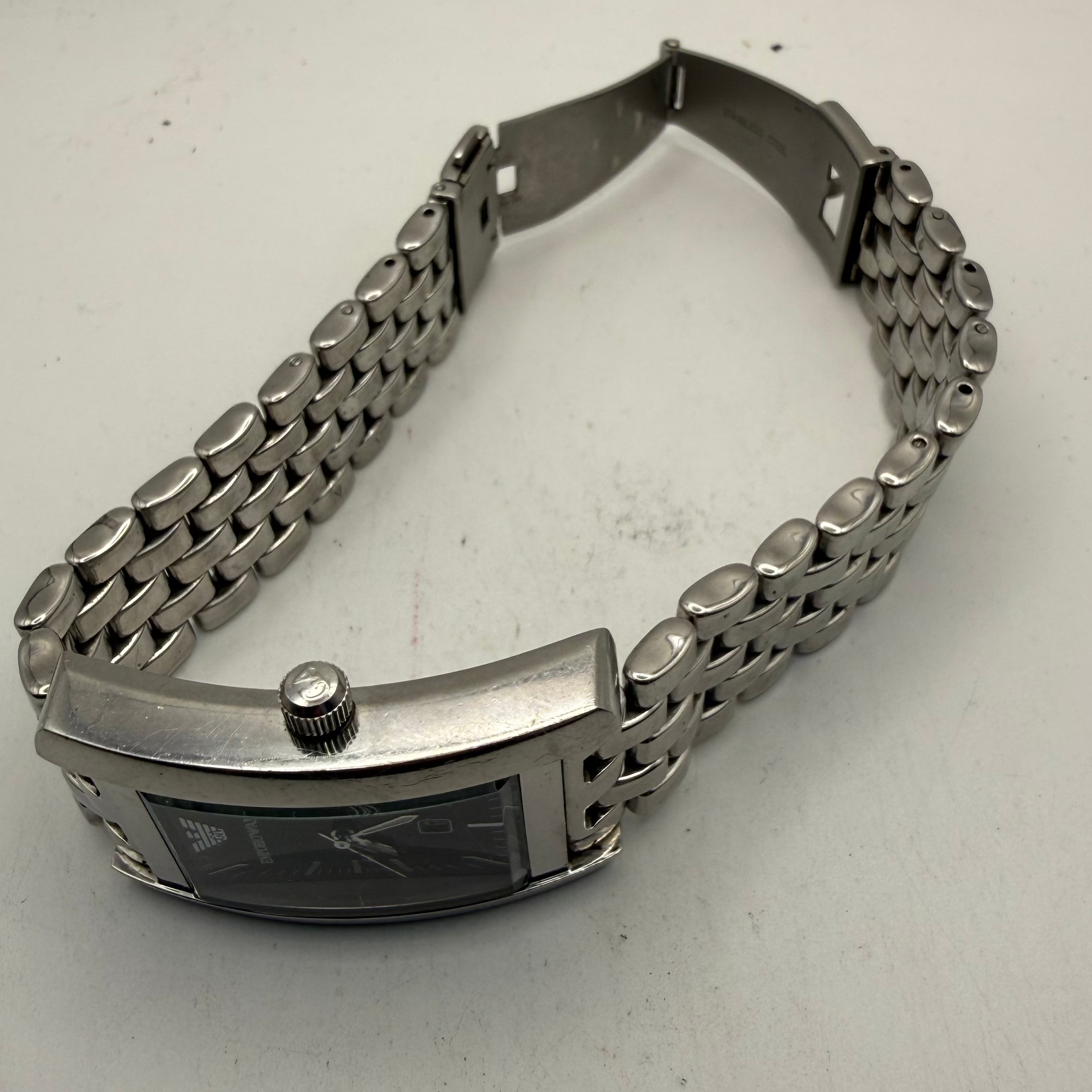Emporio Armani Rectangular Black Dial Stainless Steel Date Watch 29mm (Fully Tested and Working- £35.00