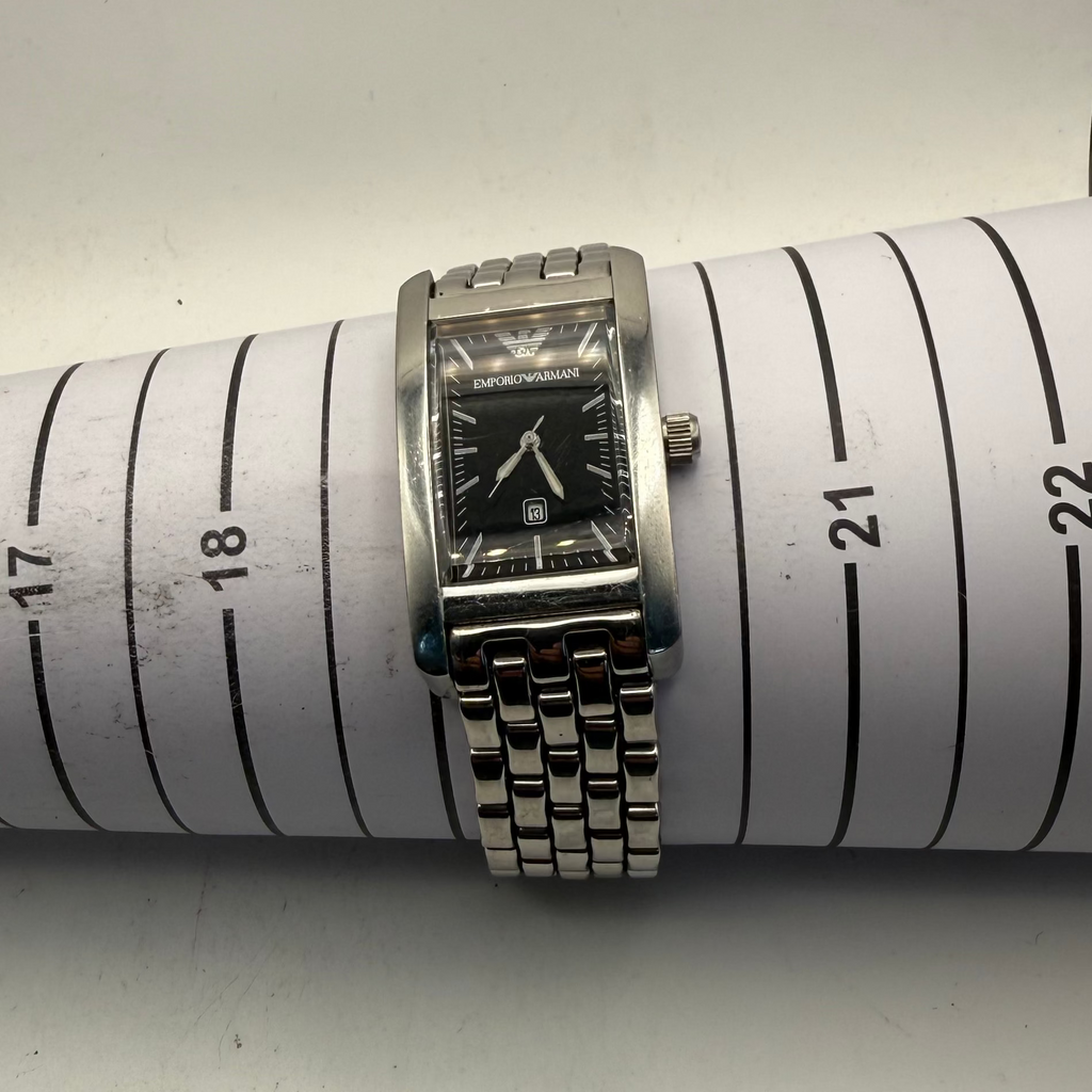 Emporio Armani Rectangular Black Dial Stainless Steel Date Watch 29mm (Fully Tested and Working- £35.00
