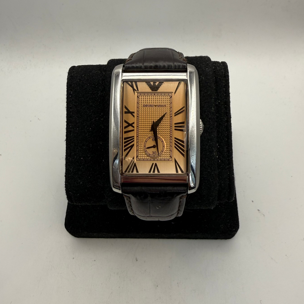 Emporio Armani AR1605 Rectangular Leather Strap Watch 33mm (Fully Tested and Working)- £40.00