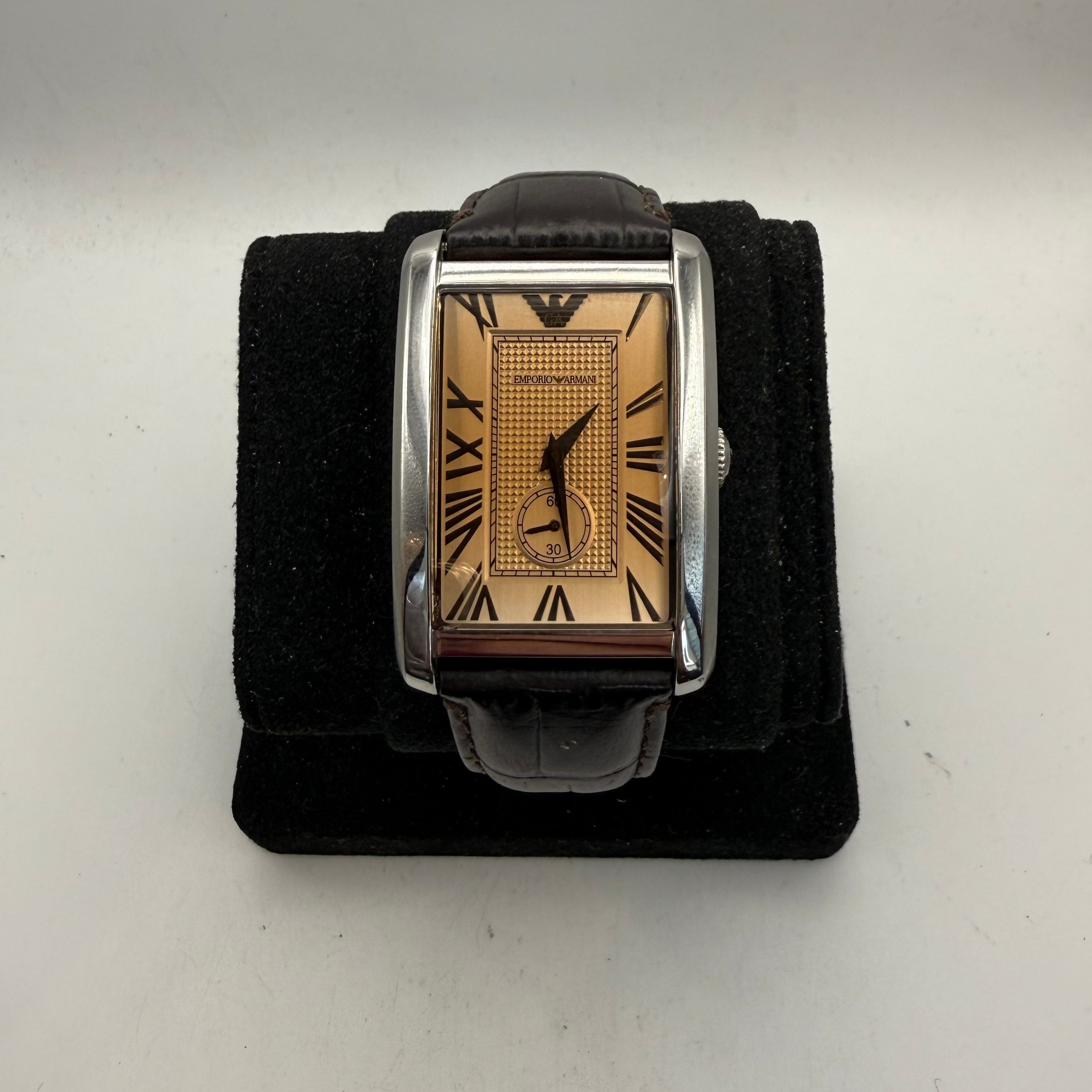Emporio Armani AR1605 Rectangular Leather Strap Watch 33mm (Fully Tested and Working)- £40.00