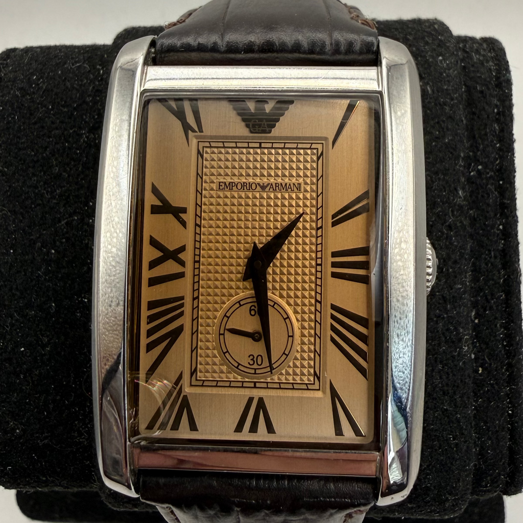 Emporio Armani AR1605 Rectangular Leather Strap Watch 33mm (Fully Tested and Working)- £40.00