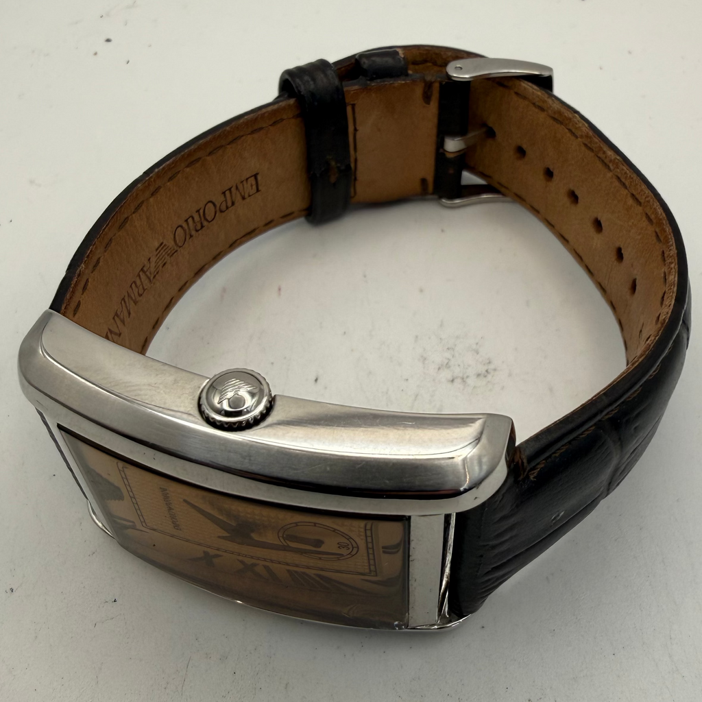 Emporio Armani AR1605 Rectangular Leather Strap Watch 33mm (Fully Tested and Working)- £40.00