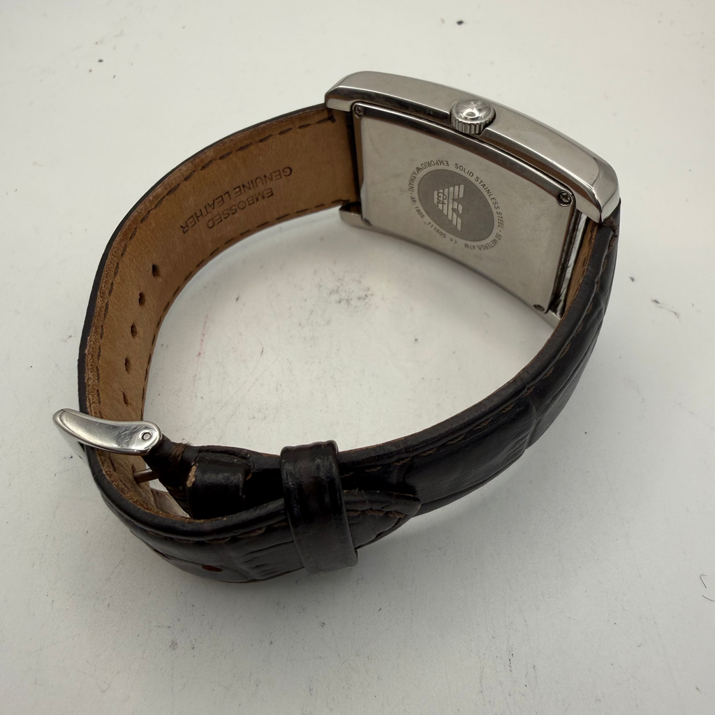 Emporio Armani AR1605 Rectangular Leather Strap Watch 33mm (Fully Tested and Working)- £40.00