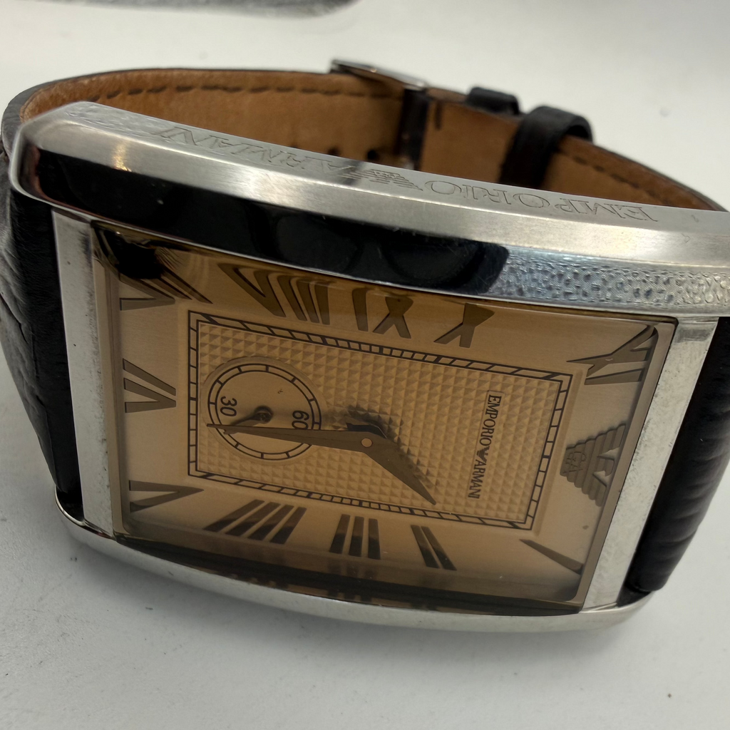Emporio Armani AR1605 Rectangular Leather Strap Watch 33mm (Fully Tested and Working)- £40.00