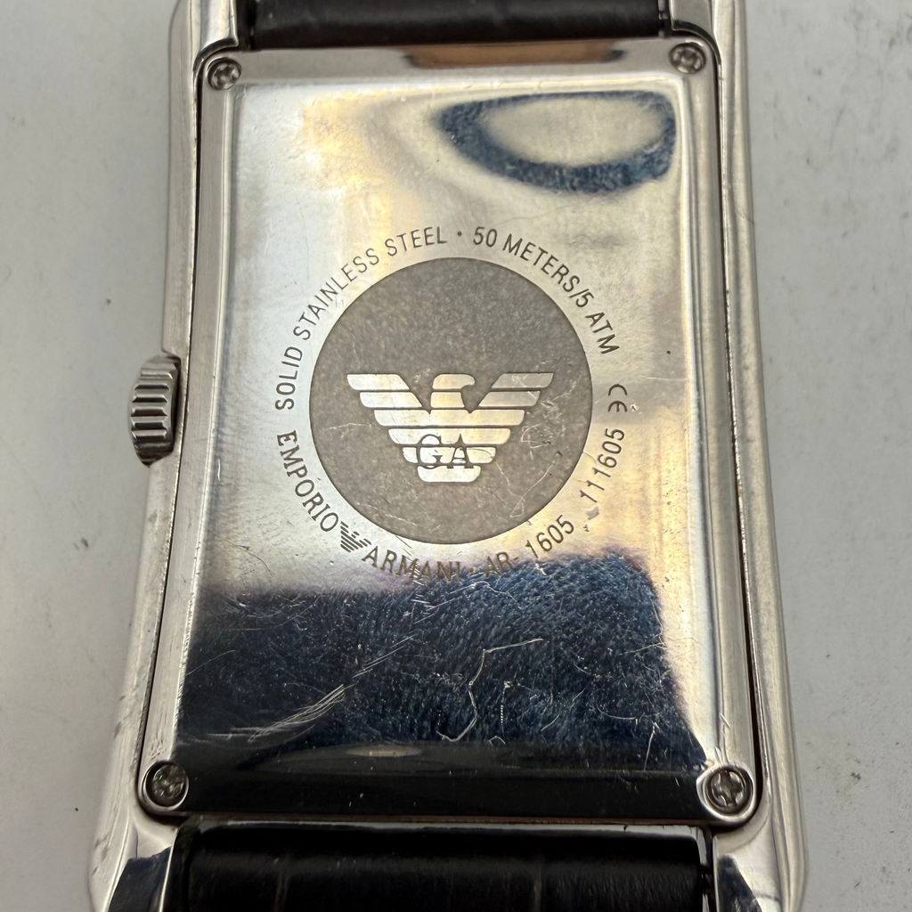 Emporio Armani AR1605 Rectangular Leather Strap Watch 33mm (Fully Tested and Working)- £40.00