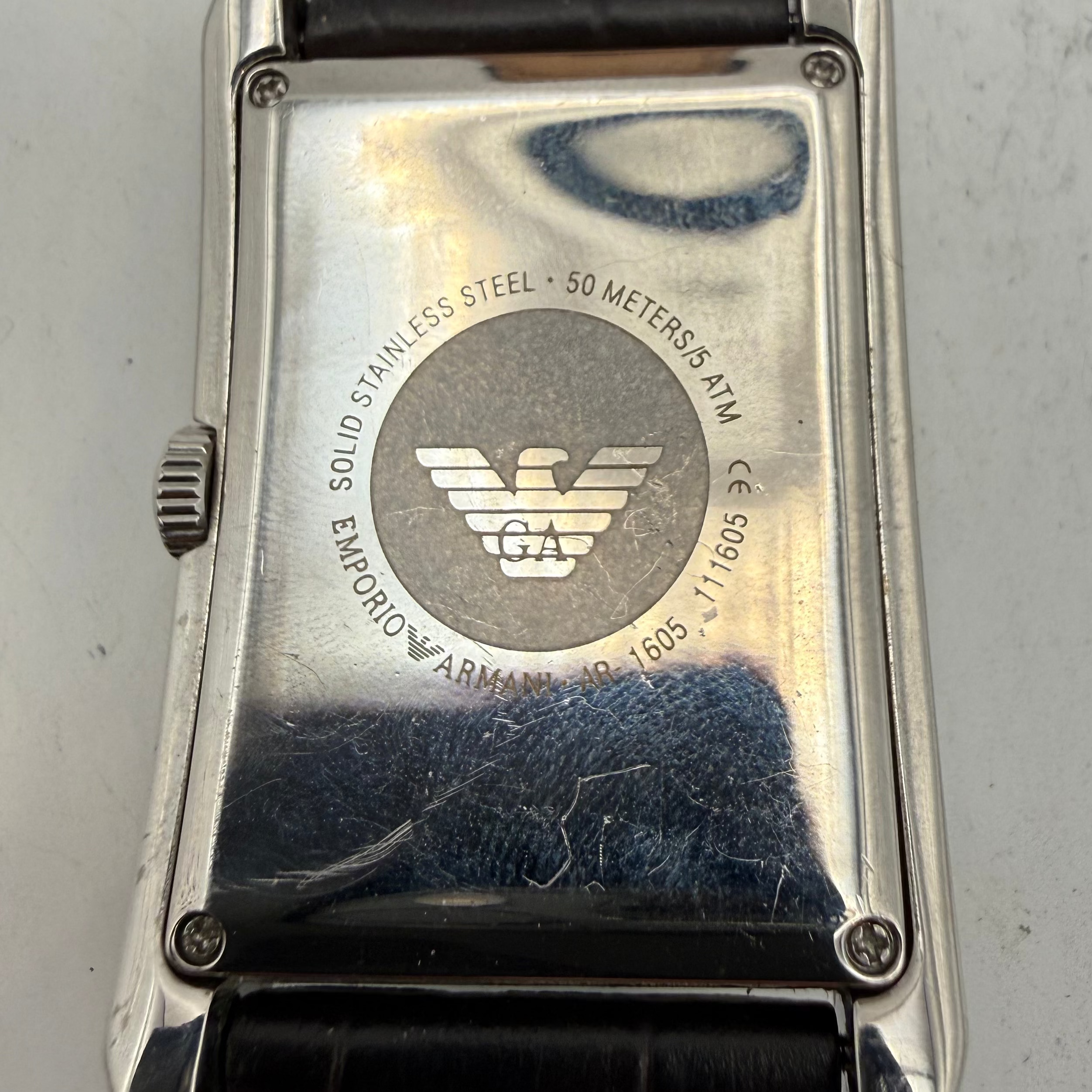 Emporio Armani AR1605 Rectangular Leather Strap Watch 33mm (Fully Tested and Working)- £40.00
