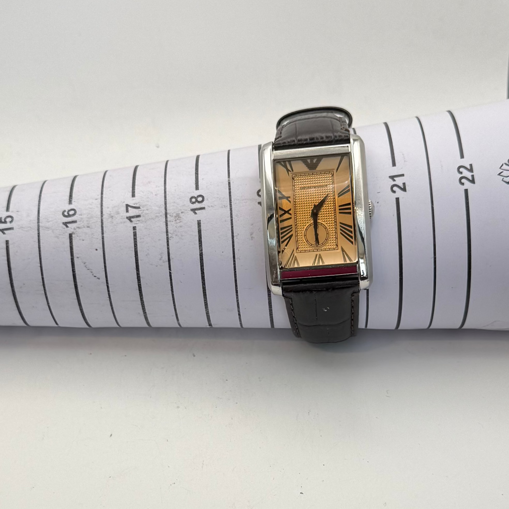 Emporio Armani AR1605 Rectangular Leather Strap Watch 33mm (Fully Tested and Working)- £40.00