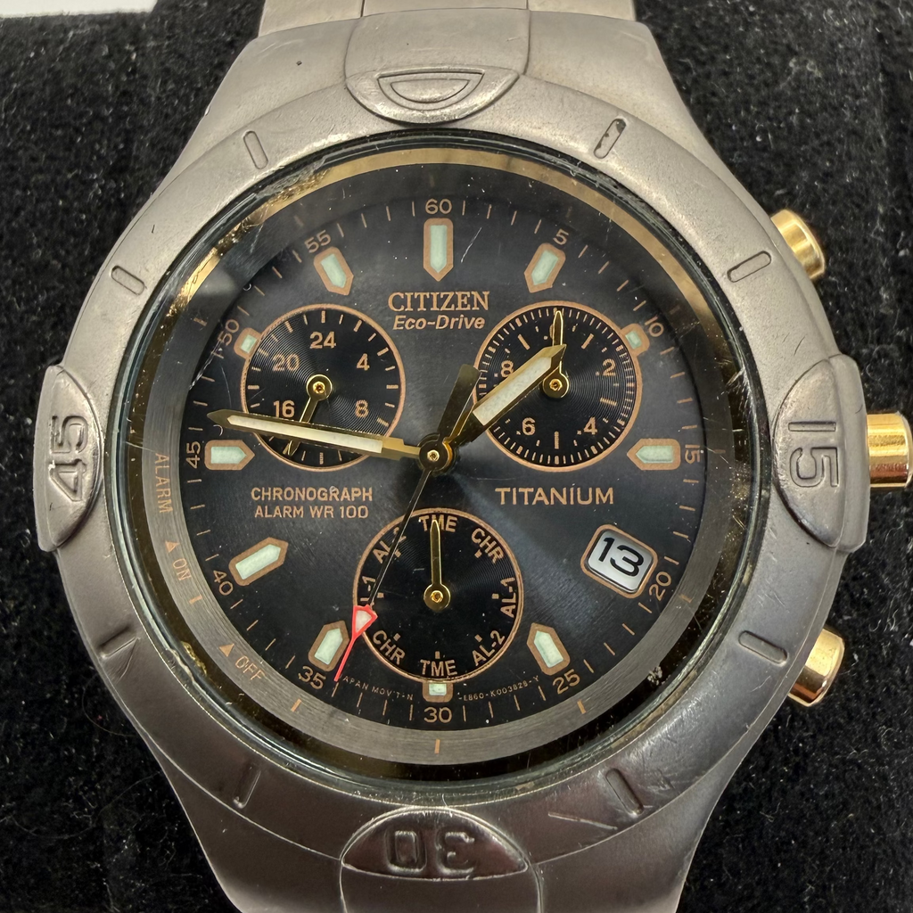 Citizen Eco-Drive Titanium Chronograph Alarm 42mm Men's Watch (Fully Tested and Working)- £
