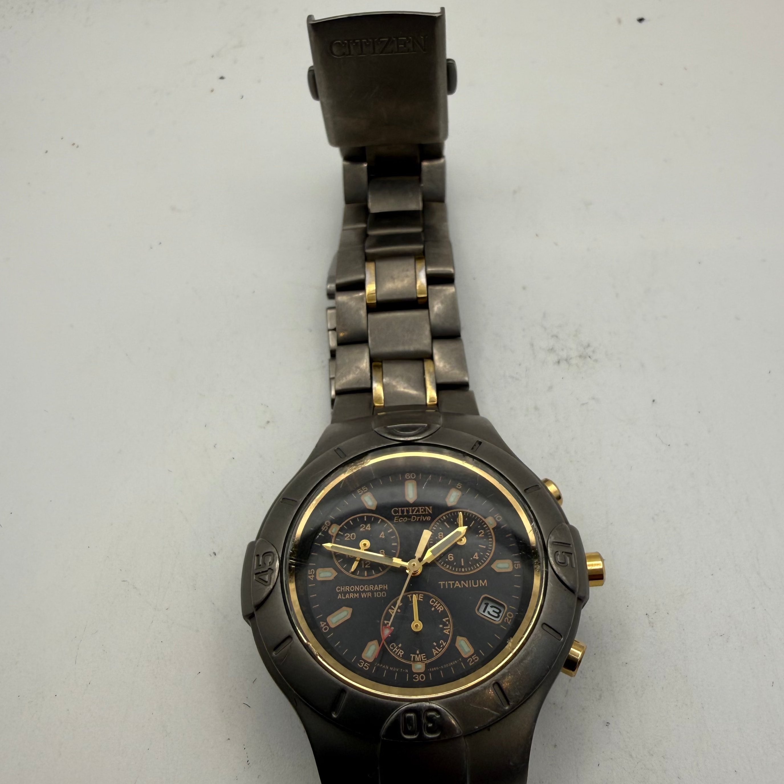 Citizen Eco-Drive Titanium Chronograph Alarm 42mm Men's Watch (Fully Tested and Working)- £