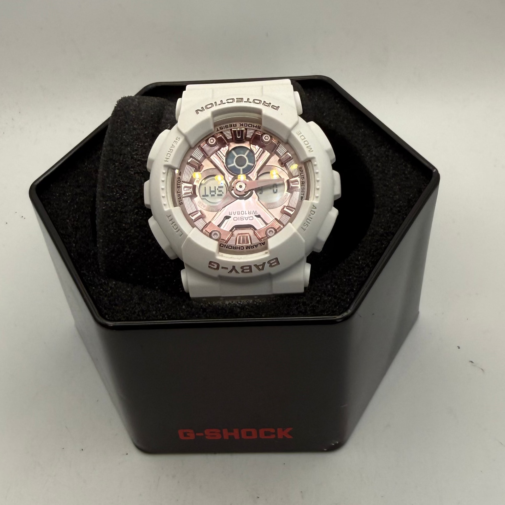 Casio Baby-G BA-130-7A1 White & Rose Gold Digital Analogue Watch (Fully Tested and Working)- £40.00