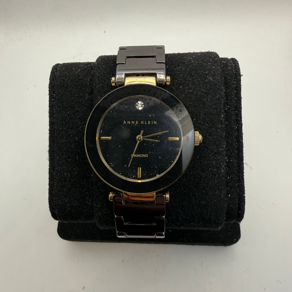 Anne Klein Diamond Ladies Two-Tone Bracelet Watch Black Dial 36mm (Fully Tested and Working)- £25.00